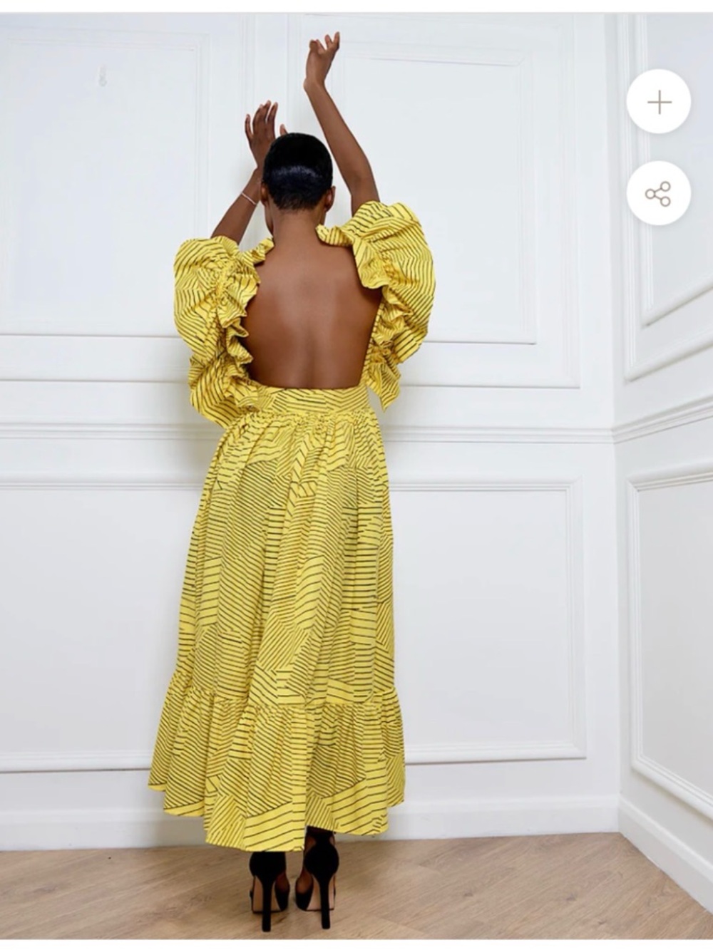 Backless Print button Ruffle Maxi Dress! - Picture 3 of 12